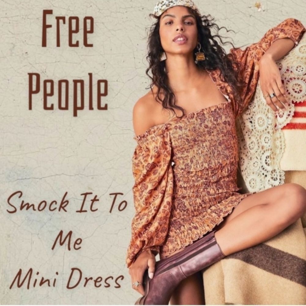 Free People Smock It To Me Dress Apricot Combo Size Large